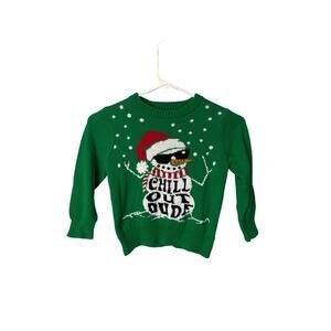 JEM holiday sweater 'chill out dude' green snowman Christmas boys size 4